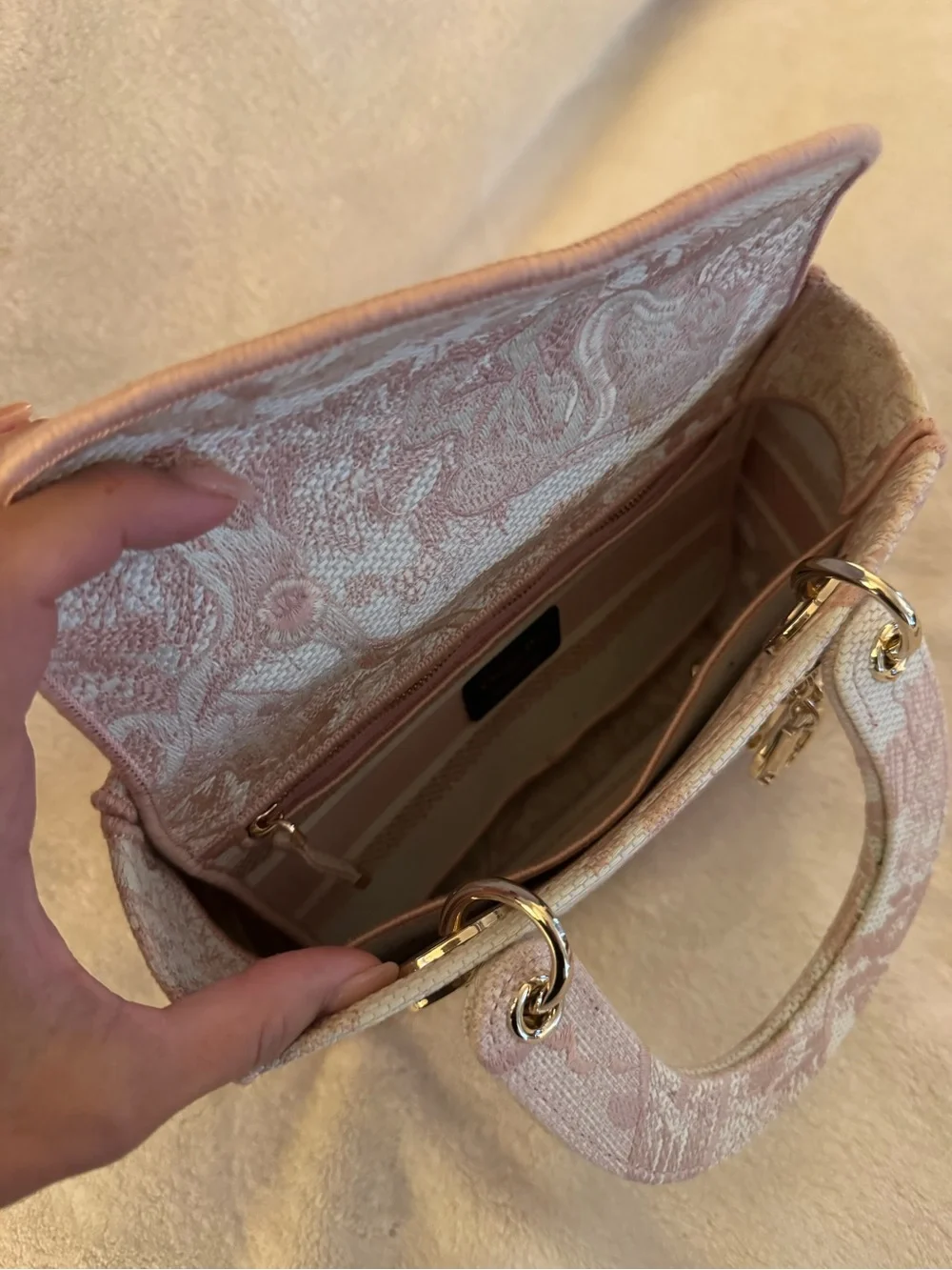 Christian Dior Pink Toile de Jouy Book Tote Bag w/ Strap & Dust Bag EUC